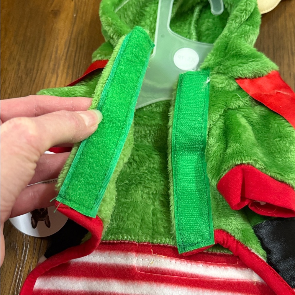 LuvGear Green Elf Dog Costume-Pajamas. Size XS. Velcro closure. Red/green/black. - Picture 7 of 14